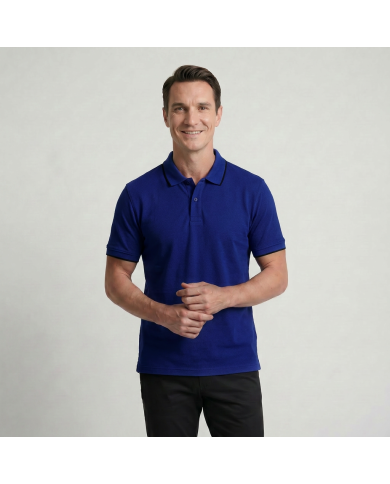 Polo en coton piqué bleu bic