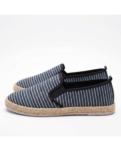 Espadrille Halfa bleu marine avec rayure sans lacet