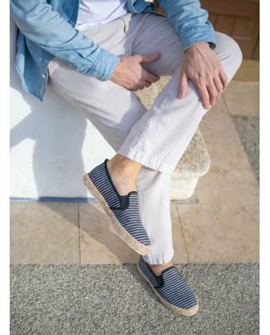 Espadrille Halfa bleu marine avec rayure sans lacet