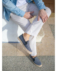 Espadrille Halfa bleu marine avec rayure sans lacet