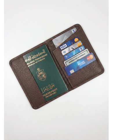 Cravate.tn |  Porte Passeport en cuir noir grainé