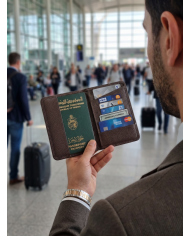 Cravate.tn |  Porte Passeport en cuir noir grainé