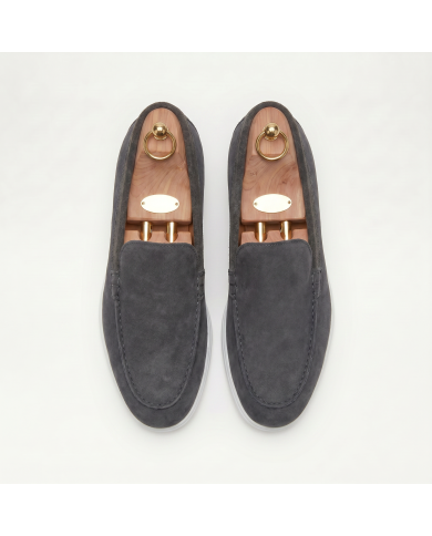 Mocassin homme en nubuck gris charbon