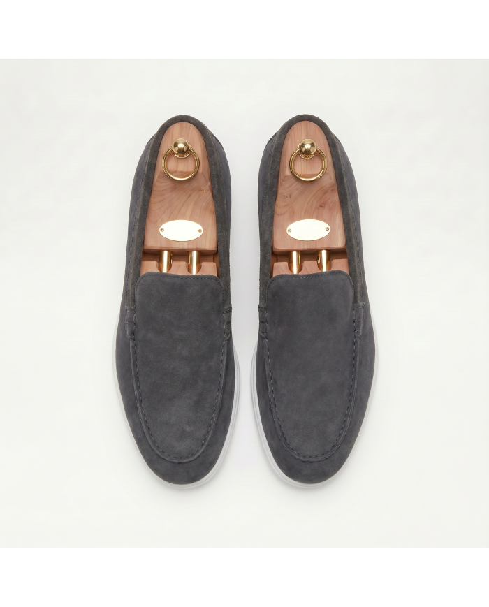 Mocassin homme en nubuck gris charbon