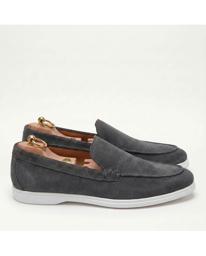 Mocassin homme en nubuck gris charbon