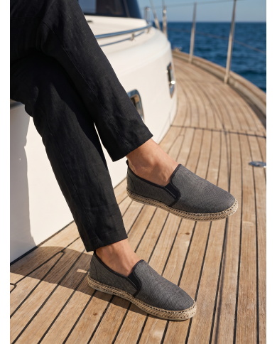 Espadrille Halfa gris charbon texturé sans lacet