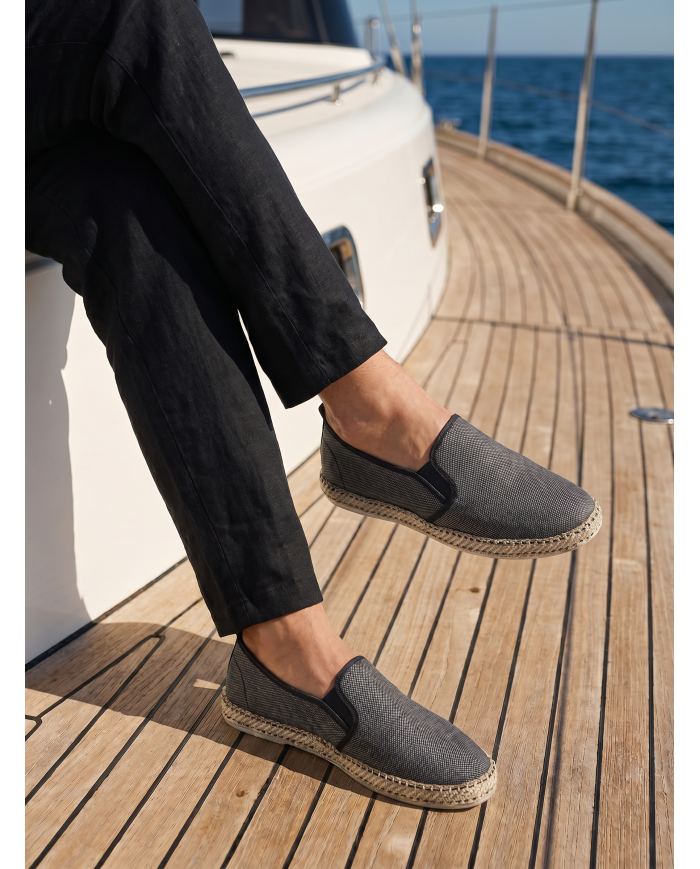 Espadrille Halfa gris charbon texturé sans lacet
