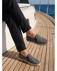 Espadrille Halfa gris charbon texturé sans lacet