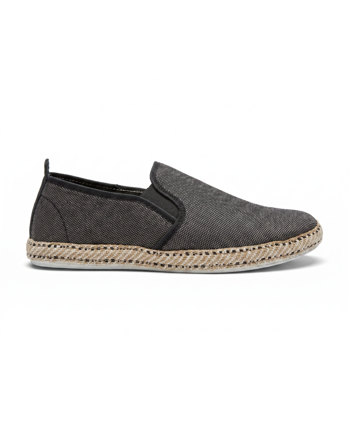 Espadrille Halfa gris charbon texturé sans lacet