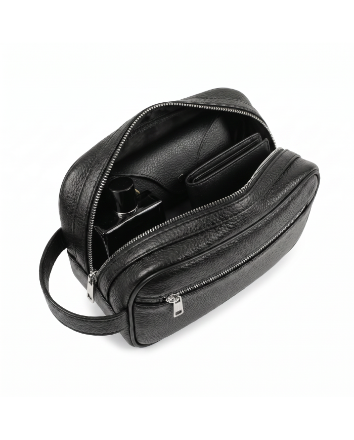 Cravate.tn | Trousse pour homme Noir Grainé