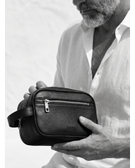 Cravate.tn | Trousse pour homme Noir Grainé