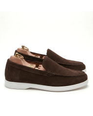 Mocassin homme en nubuck marron chocolat