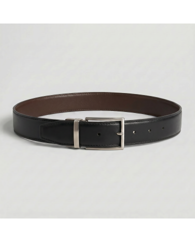 Ceinture cuir réversible : Marron chocolat et noir