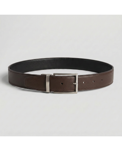 Ceinture cuir réversible : Marron chocolat et noir