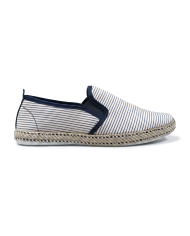 Cravate.tn | Espadrille Halfa Blanc avec rayure bleu fine sans lacet