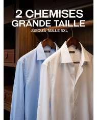 Cravate.tn | Pack 2 Chemises Col ouverte Regular Fit (Blanc & Bleu ciel) -  (Grande Taille)