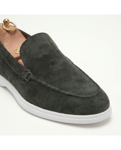 Mocassin homme en nubuck vert foncé