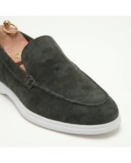 Mocassin homme en nubuck vert foncé