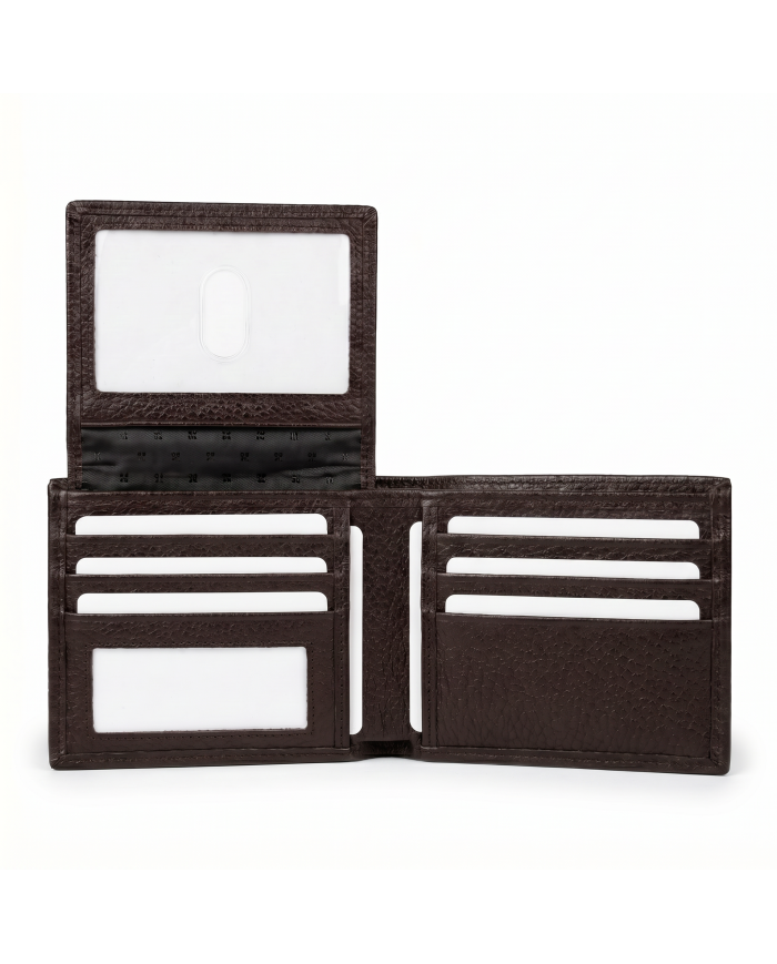 Cravate.tn | Portefeuille Cuir Marron foncé grainé XL