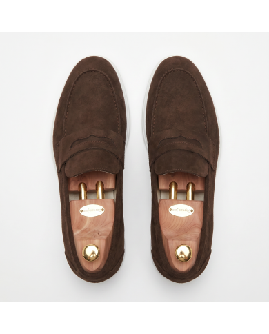 Mocassin college homme en nubuck marron