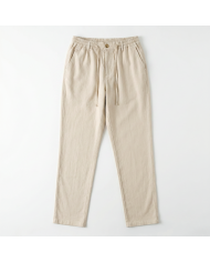 Pantalon Coton-lin avec élastique et cordon : Ecru