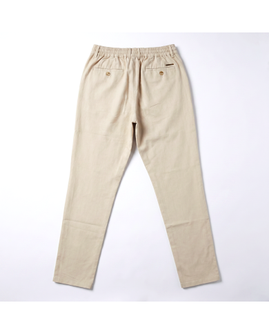 Pantalon Coton-lin avec élastique et cordon : Ecru
