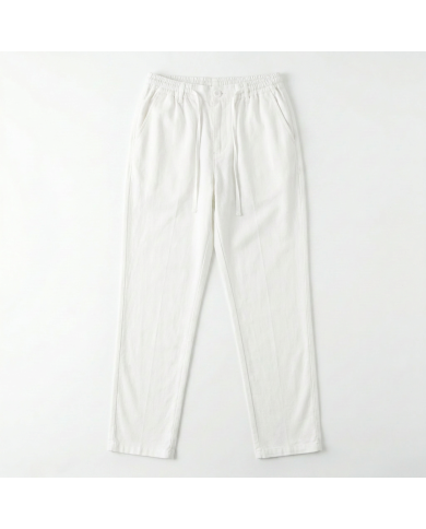 Pantalon Coton-lin avec élastique et cordon : Blanc