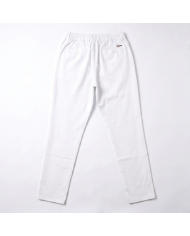 Pantalon Coton-lin avec élastique et cordon : Blanc