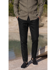 Pack 2 Pantalons Coton-lin avec élastique et cordon : Ecru-Noir