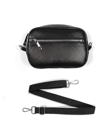 Mini Trousse avec bandoulière noir grainé - Izem