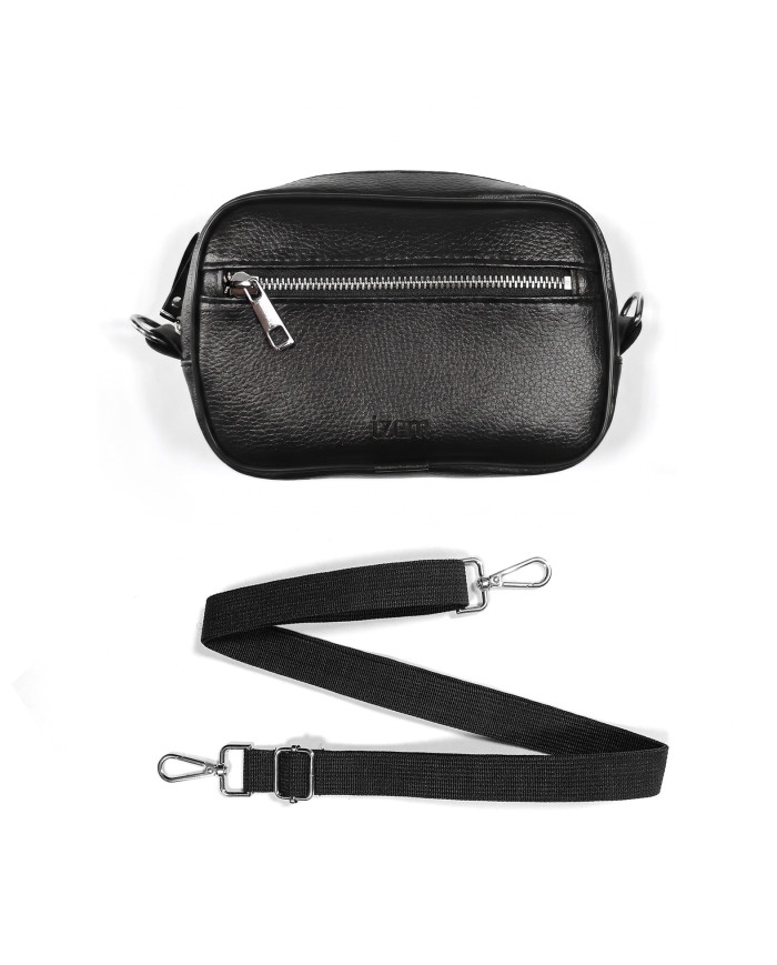Mini Trousse avec bandoulière noir grainé - Izem