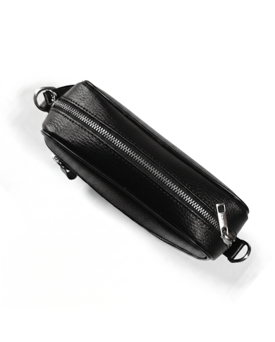 Mini Trousse avec bandoulière noir grainé - Izem