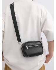 Mini Trousse avec bandoulière noir grainé - Izem