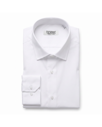 Cravate.tn | Chemise Col ouvert popeline stretch - Blanche