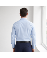 Cravate.tn | Chemise Col francais stretch avec boutons cachés - Bleu ciel