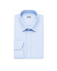 Cravate.tn | Chemise Col francais stretch avec boutons cachés - Bleu ciel