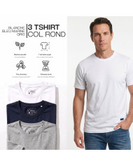 Pack 3 T-shirt col rond 100% coton