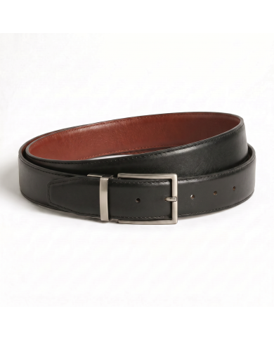Ceinture cuir réversible : Marron chocolat et noir