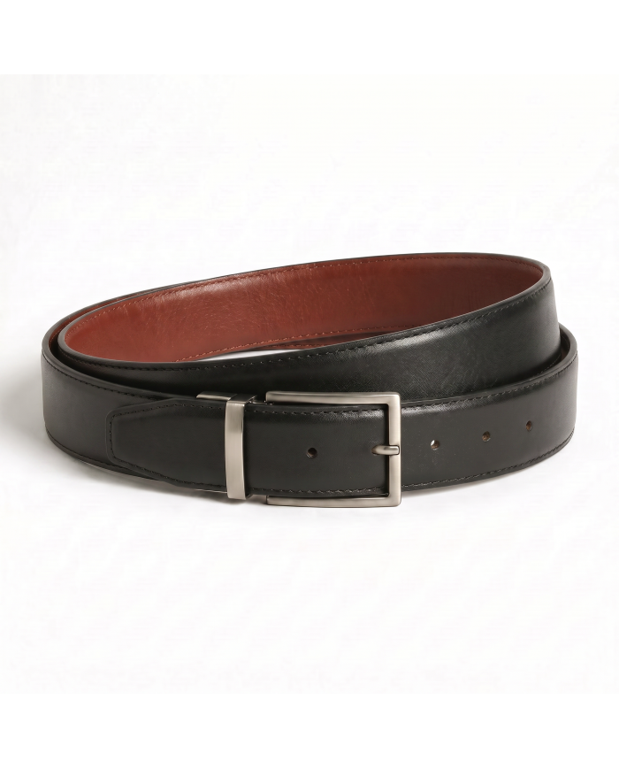 Ceinture cuir réversible : Marron chocolat et noir