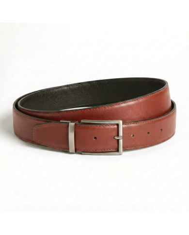 Ceinture cuir réversible : Marron chocolat et noir