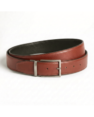 Ceinture cuir réversible : Marron chocolat et noir