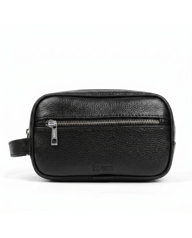 Pack trousse de voyage noir (Simili Cuir) et ceinture réversible en cuir italien