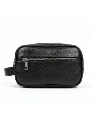 Pack trousse de voyage noir (Simili Cuir) et ceinture réversible en cuir italien
