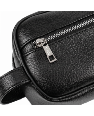 Pack trousse de voyage noir (Simili Cuir) et ceinture réversible en cuir italien