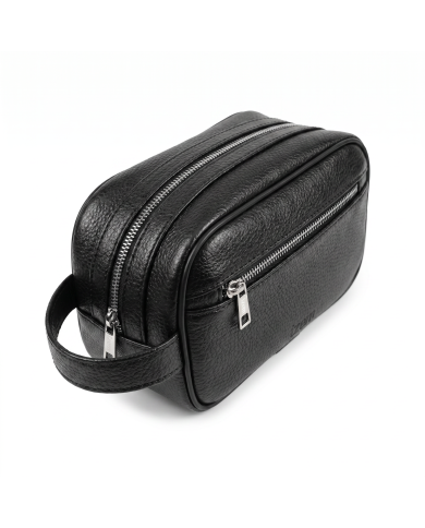 Pack trousse de voyage noir (Simili Cuir) et ceinture réversible en cuir italien