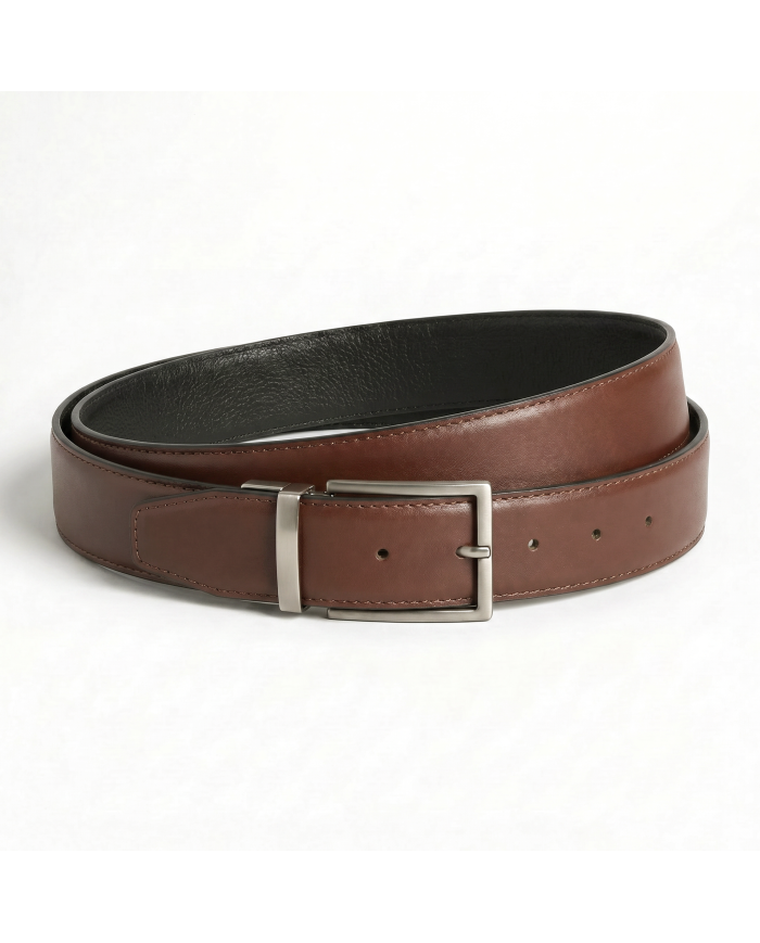Pack trousse de voyage noir (Simili Cuir) et ceinture réversible en cuir italien