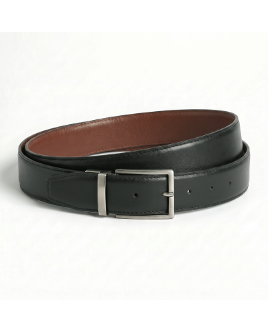 Pack trousse de voyage noir (Simili Cuir) et ceinture réversible en cuir italien