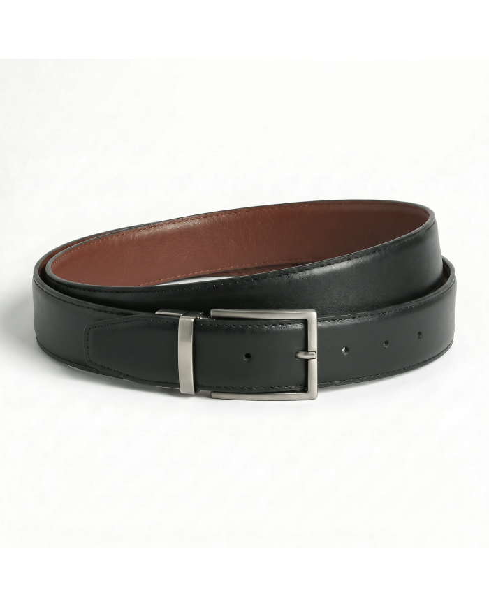 Pack trousse de voyage noir (Simili Cuir) et ceinture réversible en cuir italien