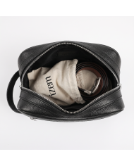 Pack trousse de voyage noir (Simili Cuir) et ceinture réversible en cuir italien