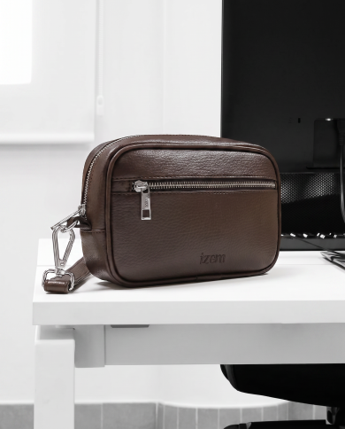 Cravate.tn | Mini trousse pour homme Marron Grainé
